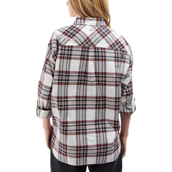 NWT & Bag Barbour Bethwin Button Up Shirt Cloud Check Holiday Plaid Women SZ 14 - Picture 2 of 16